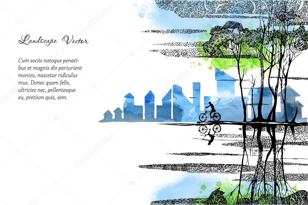 Landscape background with bike