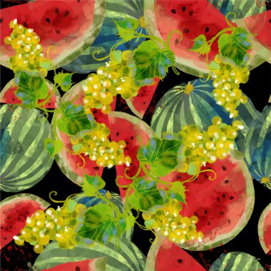 Üzüm ve karpuz seamless modeli