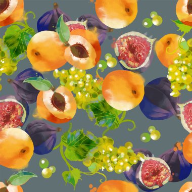 Kayısı, üzüm ve incir seamless modeli