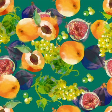 Kayısı, üzüm ve incir seamless modeli