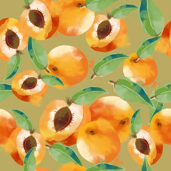 Seamless pattern of apricot — Stock Vector