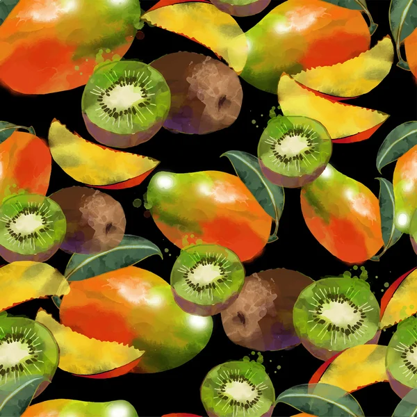 Бесшовный узор манго и киви — стоковый вектор