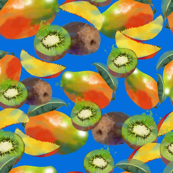 芒果和猕猴桃的无缝模式 — 图库矢量图片