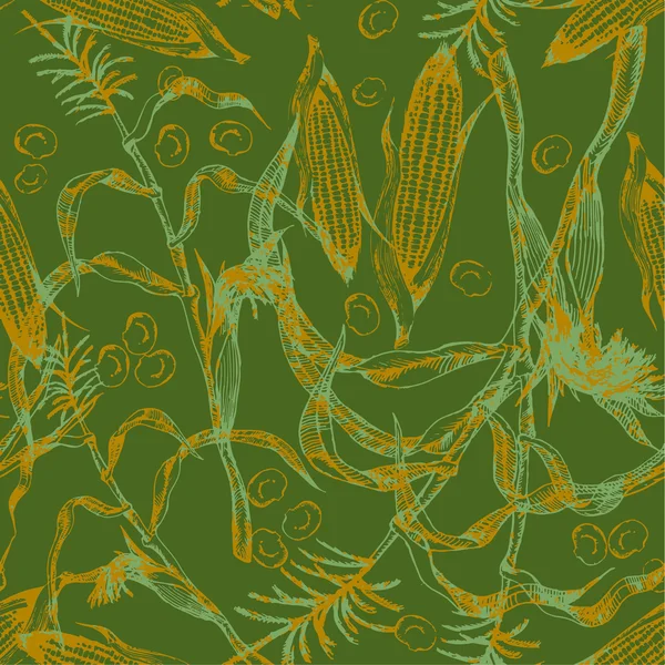 Seamless pattern of maize — Stock Vector
