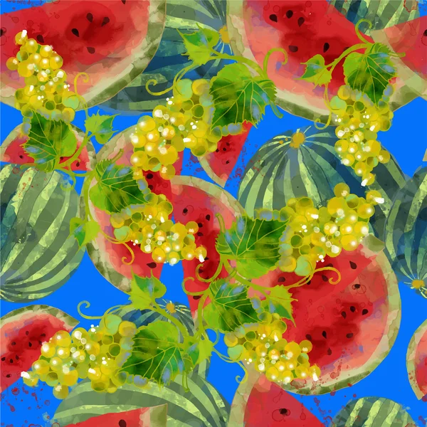 Seamless mönster av vattenmelon och druvmust — Stock vektor
