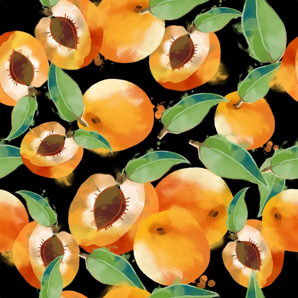 Seamless mönster av aprikos — Stock vektor