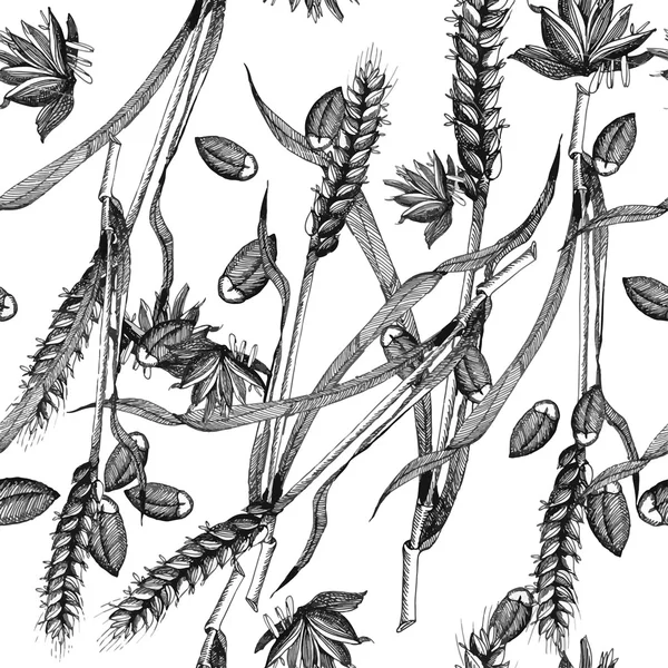 Motifs vintage avec blé — Image vectorielle