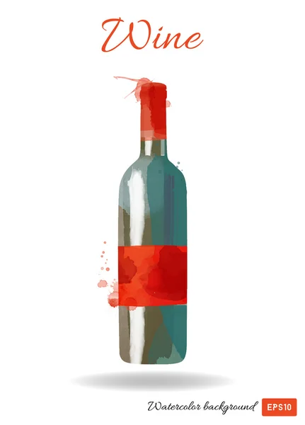 Botella de vino acuarela — Archivo Imágenes Vectoriales