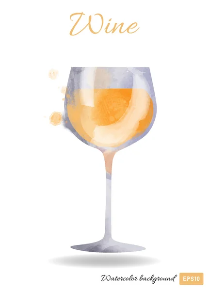 Akvarell glas vin — Stock vektor