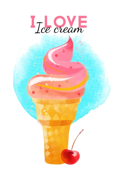 Aquarel zomer Ice cream — Stockvector