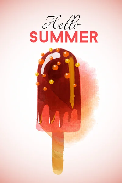 Watercolor summer Ice cream — Stock Vector