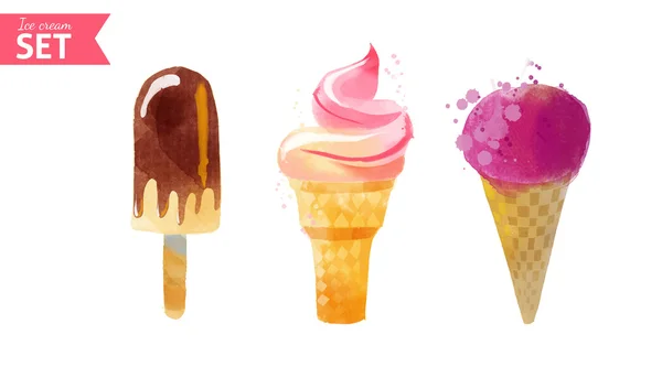 Acuarela verano Helados — Vector de stock