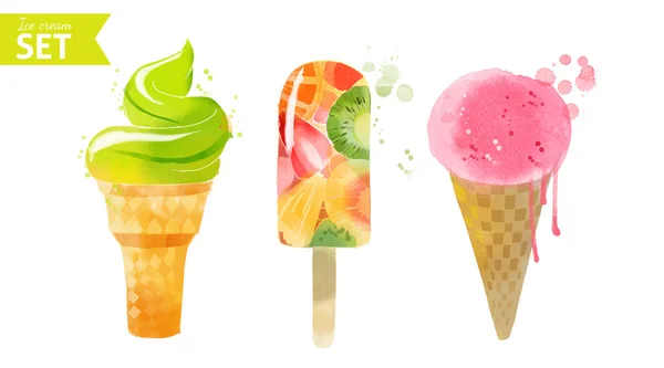 Akvarel letní zmrzliny — Stockový vektor