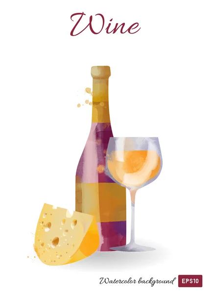 Пляшка вина акварель — стоковий вектор