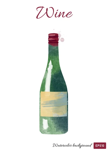 Botella de vino acuarela — Archivo Imágenes Vectoriales