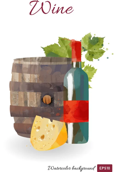 Bottiglia di vino acquerello — Vettoriale Stock