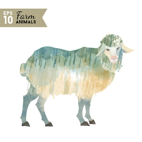 Granja vida oveja animal — Vector de stock