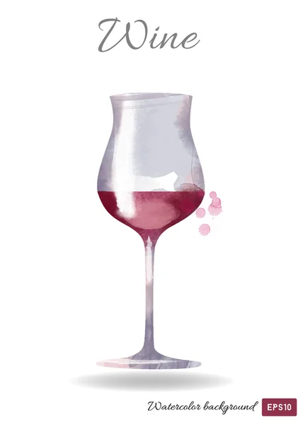 Akvarell glas vin — Stock vektor