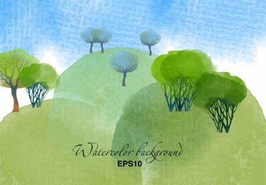 ağaçları ile yeşil tepeler