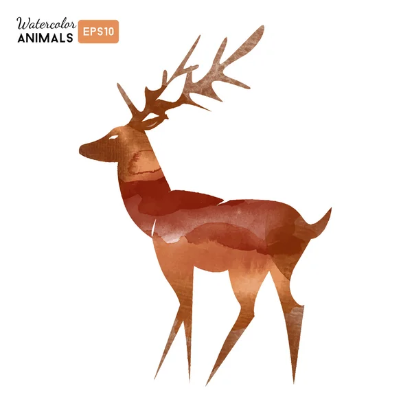 Animal de veado aquarela — Vetor de Stock