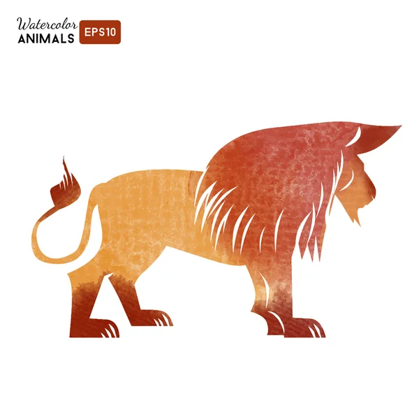 Akvarel leon zvíře — Stockový vektor