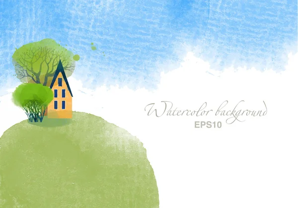 ağaç ve ev yeşil tepe