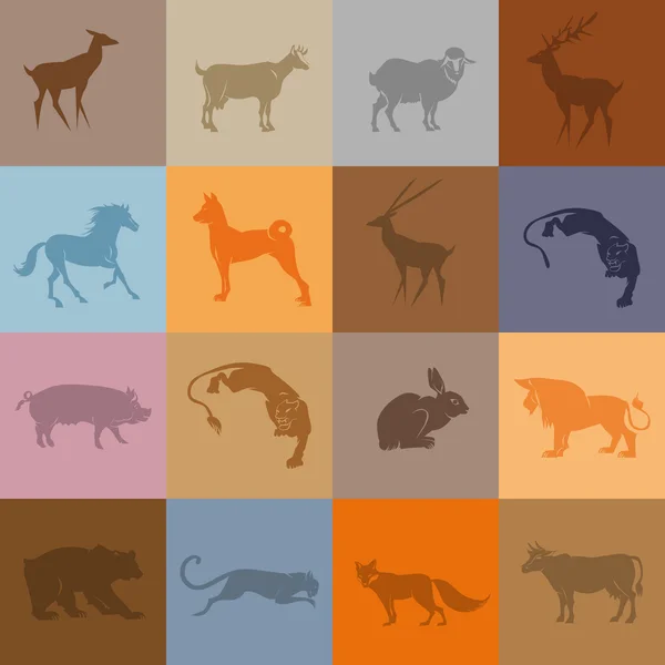 Σετ πολύχρωμα ζώα — Διανυσματικό Αρχείο
