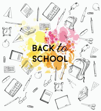 Okula dönüş. Suluboya arka plan