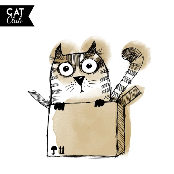 Akvarell katt karaktär — Stock vektor