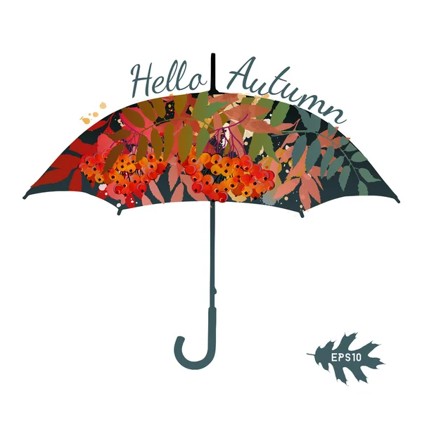 Hej hösten. illustration av paraply — Stock vektor