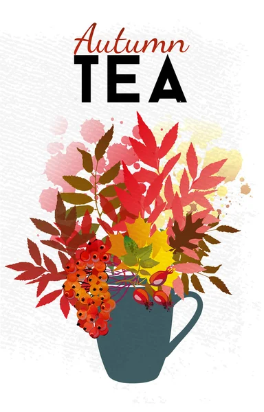 Bakgrund med hösten te. — Stock vektor