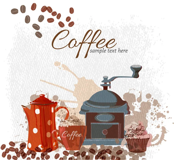 Watercolor coffee background — Stock Vector