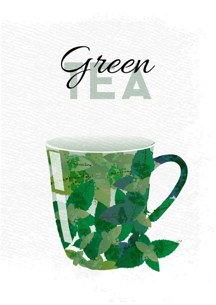 Taza con té verde — Vector de stock