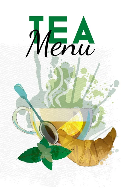 Watercolor tea menu — Stock Vector
