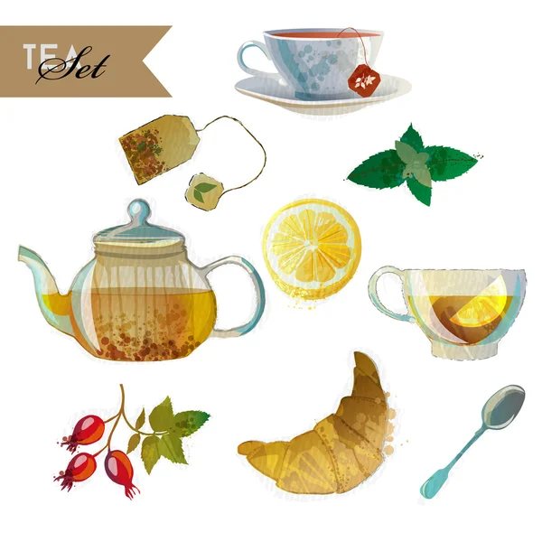 Чай с акварелью — стоковый вектор