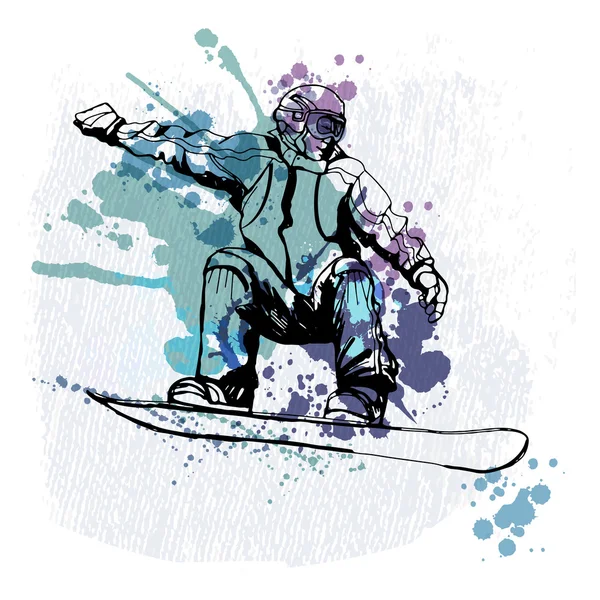 Snowboarder tegen witte achtergrond — Stockvector