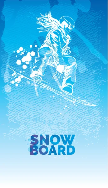 Snowboarder in blauwe kleur — Stockvector