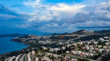 Bodrum, Türkiye 'nin muhteşem manzarasını yakalayan mükemmel, panoramik bir fotoğrafı..