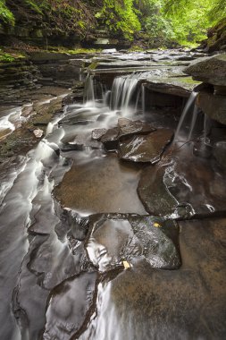 Katmanlı kayalar ile küçük cascades