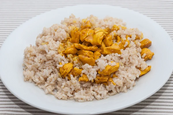 Rice with chicken curry — Stock Photo, Image