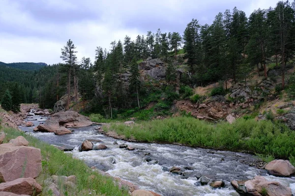 Botón Rock Preserve River Photo — Foto de Stock