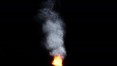 Yangın yanmaya ve duman yükselmeye başlar - Herhangi bir video sunumunu, animasyon filmini veya film projesini geliştirmek için kullanın, sadece videonun üstüne videoyu sürükleyin ve bırakın, ProRes Kodec - Alfa kanalı (şeffaf arkaplan) - 4K 30 fps
