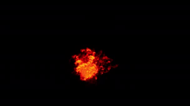 Inferno Tört Piros Kis Tűz Láng Képernyő Közepén Elszigetelt Alpha — Stock videók