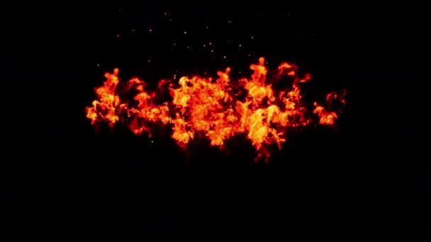 Inferno Platzte Rote Kleine Feuerflamme Der Bildschirmmitte Isoliert Durch Alpha — Stockvideo