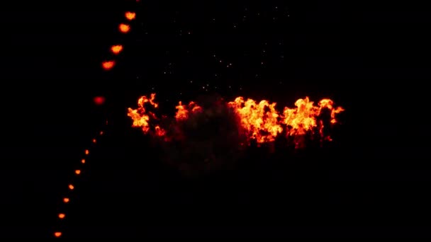 Inferno Tört Vörös Tűz Láng Közepén Képernyő Fekete Füst Emelkedik — Stock videók