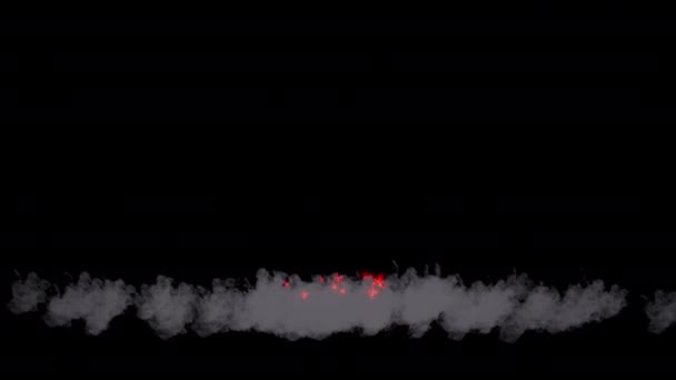 アルファチャンネルによって隔離された上に灰色の煙が上昇して画面の下部と中央にインフェルノバースト赤い炎 透明背景 ProresコーデックでQuicktime解像度4K 30Fpsで — ストック動画