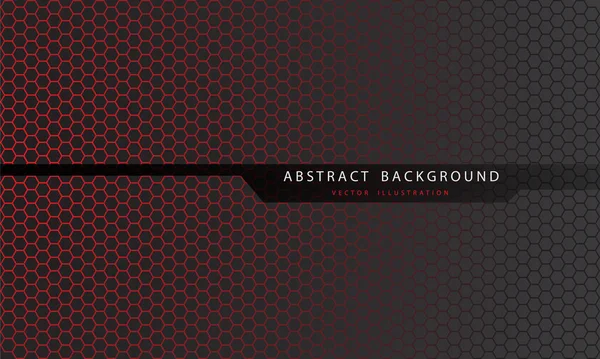 黒線多角形とテキストデザインのグレーの抽象的な赤六角形メッシュパターン現代の未来的な背景ベクトル図 — ストックベクタ