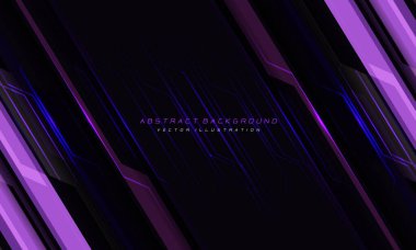 Soyut menekşe çizgisi siber devre siyah ve metin tasarımı modern fütüristik teknoloji arka plan çizimi.