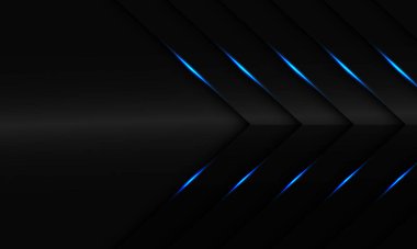 Boş uzay dizaynlı koyu gri metalik ok üzerinde soyut mavi ışık modern fütüristik arkaplan çizimi.