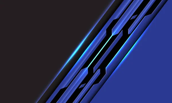 Абстрактная Синяя Черная Линия Цепи Кибер Слэш Сером Пустом Пространстве — стоковый вектор
